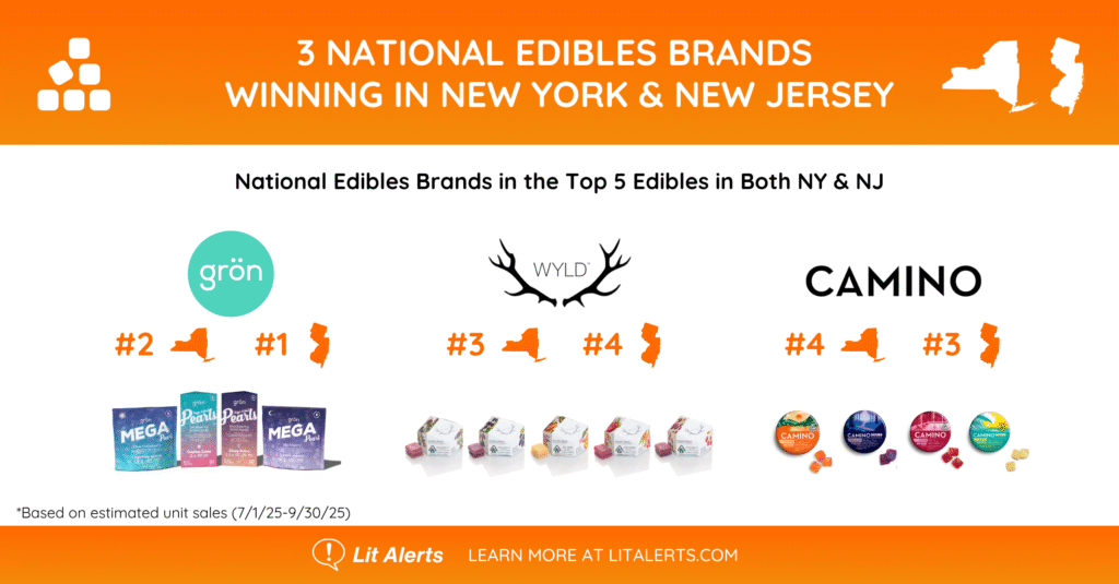 3 national edibles brands in NY NJ