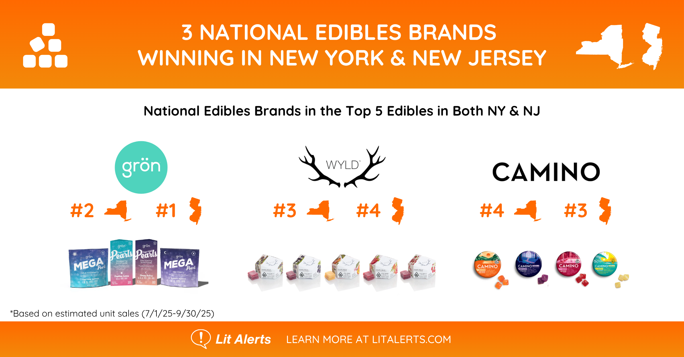 3 national edibles brands in NY NJ